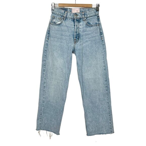 Revice Straight Leg High Rise Raw Hem Jeans Women’s 26 Light Wash - Picture 1 of 8